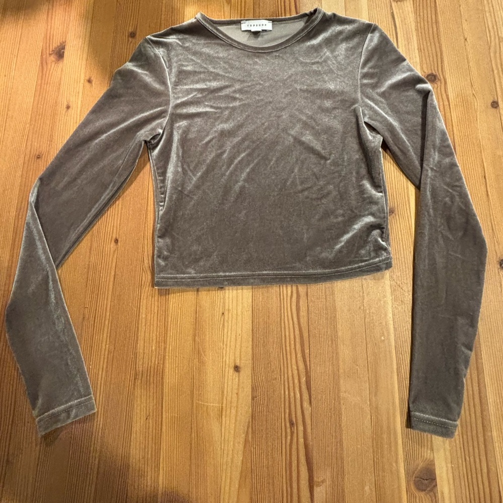 Crushed Velvet Long Sleeve Crop